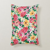 熱帯ハイビスカスの花柄パターン アクセントクッション (正面(垂直))
