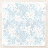 熱帯ハイビスカスの花柄パターン ガラスコースター (裏面)