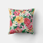 熱帯ハイビスカスの花柄パターン クッション (裏面)
