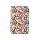 熱帯ハイビスカスの花柄パターン バスマット (正面縦)