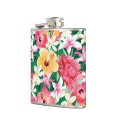 熱帯ハイビスカスの花柄パターン フラスク (左)