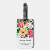 熱帯ハイビスカスの花柄パターン ラゲッジタグ (裏面縦)