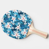 熱帯ハイビスカスの花柄パターン 卓球ラケット (横)