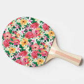 熱帯ハイビスカスの花柄パターン 卓球ラケット (横)