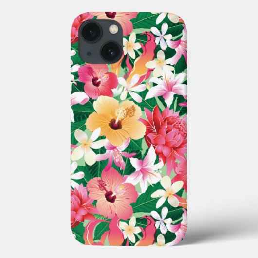 熱帯ハイビスカスの花柄パターン Case-Mate iPhoneケース (裏面)