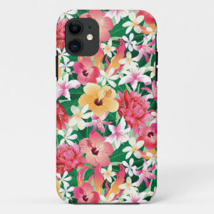 熱帯ハイビスカスの花柄パターン iPhone 11 ケース
