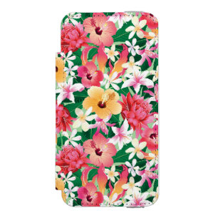 熱帯ハイビスカスの花柄パターン iPhone SE/5/5sウォレットケース