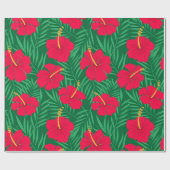 熱帯ハイビスカスの赤い花のパタ離れーン ラッピングペーパー (フラット)