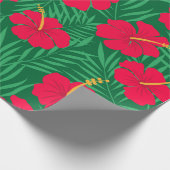 熱帯ハイビスカスの赤い花のパタ離れーン ラッピングペーパー (角)