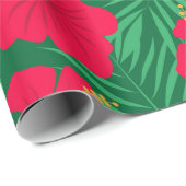 熱帯ハイビスカスの赤い花のパタ離れーン ラッピングペーパー (ロールコーナー)