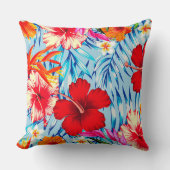 熱帯ハイビスカスの青い花 クッション (正面)