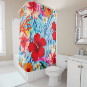 熱帯ハイビスカスの青い花 シャワーカーテン (インサイチュ)