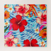 熱帯ハイビスカスの青い花 ジグソーパズル (横)