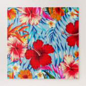 熱帯ハイビスカスの青い花 ジグソーパズル (縦)