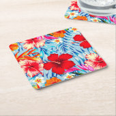 熱帯ハイビスカスの青い花 スクエアペーパーコースター (アングル)