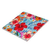 熱帯ハイビスカスの青い花 タイル (側面)