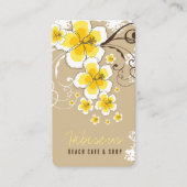 熱帯ハイビスカスイエローフラワーモダンヴィンテージ 名刺 (正面)