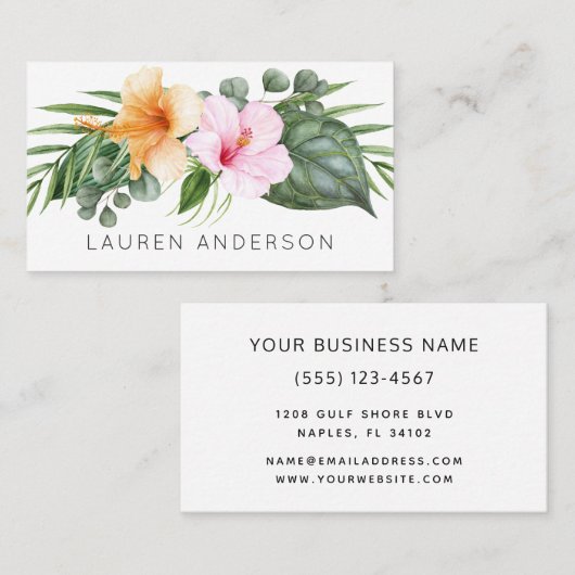 熱帯ハイビスカスウォーターカラーフローラ 名刺