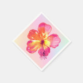 熱帯ハイビスカスオンピンクイエローアクアグラデーションフローラ スタンダードカクテルナプキン (角)