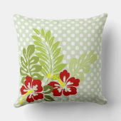 熱帯ハイビスカスオン水玉模様模様 クッション (裏面)