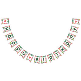 熱帯ハイビスカスカラフルハワイアンハッピーバースデー バンティングフラッグ