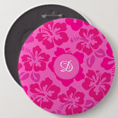 熱帯ハイビスカスガーリーハワイ花柄 缶バッジ (正面&裏面)