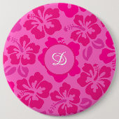 熱帯ハイビスカスガーリーハワイ花柄 缶バッジ (正面)