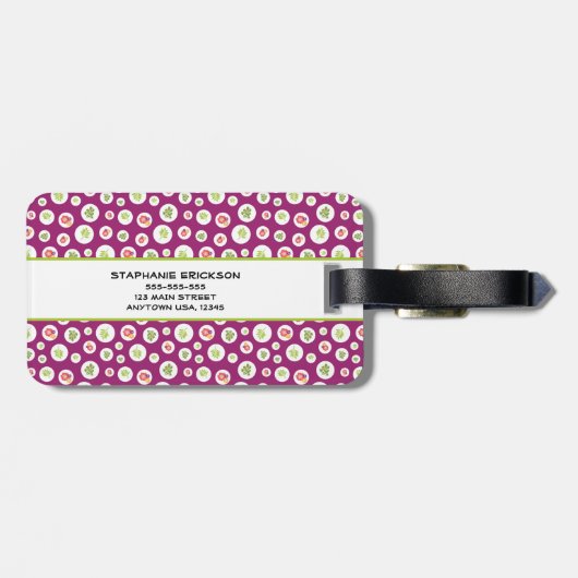 熱帯ハイビスカスグリーンリーフイラストレーションパターン ラゲッジタグ (裏面横)