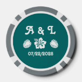 熱帯ハイビスカスティール（緑がかった色） ポーカーチップ (裏面)