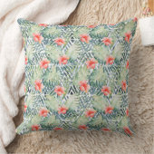 熱帯ハイビスカストリバルフローラ クッション (ブランケット)
