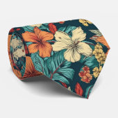 熱帯ハイビスカスハワイアンプルメリア花 ネクタイ (ロール)
