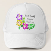 熱帯ハイビスカスパターン キャップ (正面)