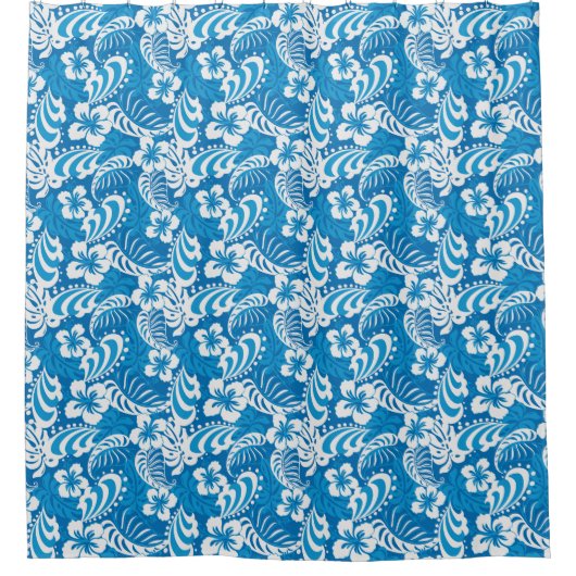 熱帯ハイビスカスパターン シャワーカーテン (正面)