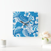 熱帯ハイビスカスパターン スクエア壁時計 (ホーム)