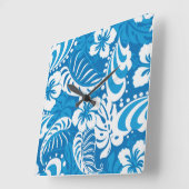 熱帯ハイビスカスパターン スクエア壁時計 (傾斜)