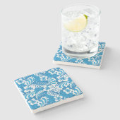 熱帯ハイビスカスパターン ストーンコースター (横)