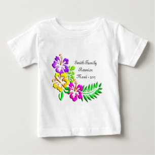 熱帯ハイビスカスパターン ベビーTシャツ