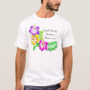 熱帯ハイビスカスパターン Tシャツ