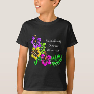 熱帯ハイビスカスパターン Tシャツ