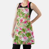 熱帯ハイビスカスパームモンステラ模様 エプロン (インサイチュ)