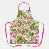 熱帯ハイビスカスパームモンステラ模様 エプロン (正面)