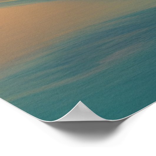 熱帯ハイビスカスビーチ月光海ヤシ ポスター (角)