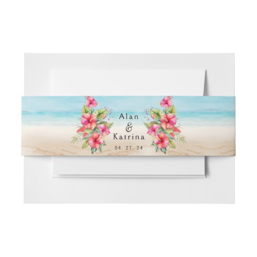 熱帯ハイビスカスビーチ波 招待状ベリーバンド (正面例)