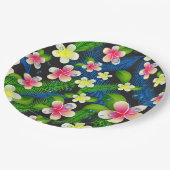 熱帯ハイビスカスピンクと黄色の紙プレート ペーパープレート (アングル)