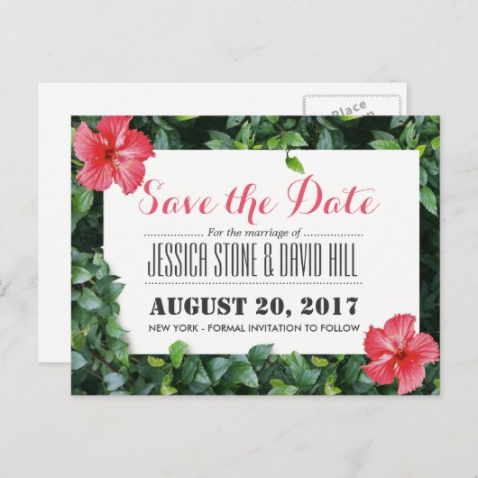熱帯ハイビスカスフラワーウェディングザデー 案内ポストカード (正面/裏面)