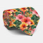 熱帯ハイビスカスフラワーサマーネックタイ ネクタイ (ロール)