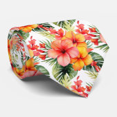 熱帯ハイビスカスフラワーサマーネックタイ ネクタイ (ロール)