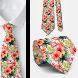 熱帯ハイビスカスフラワーサマーネックタイ ネクタイ