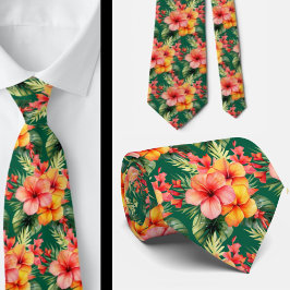 熱帯ハイビスカスフラワーサマーネックタイ ネクタイ