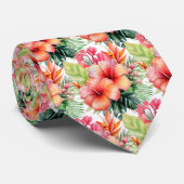 熱帯ハイビスカスフラワーサマーネックタイ ネクタイ (ロール)